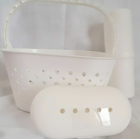 Shower Organizer Dorm Camping Caddy Set, 3pc White Plastic - Picture 2 of 2